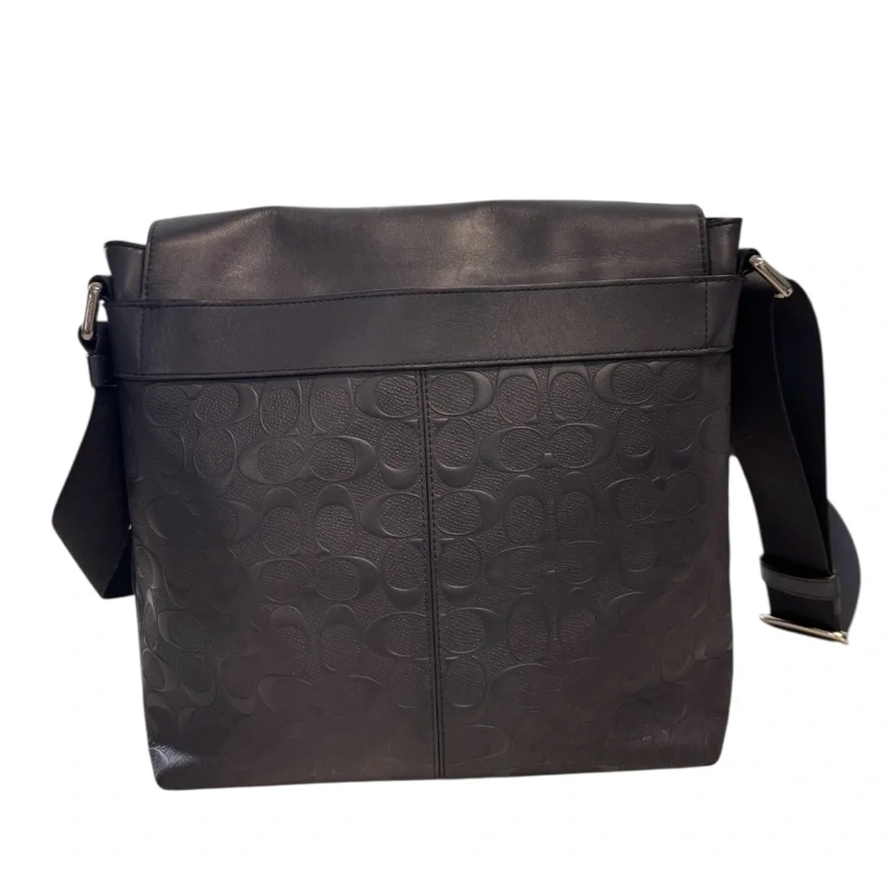 Coach Charles Messenger Bag Signature Leather Midnight Navy